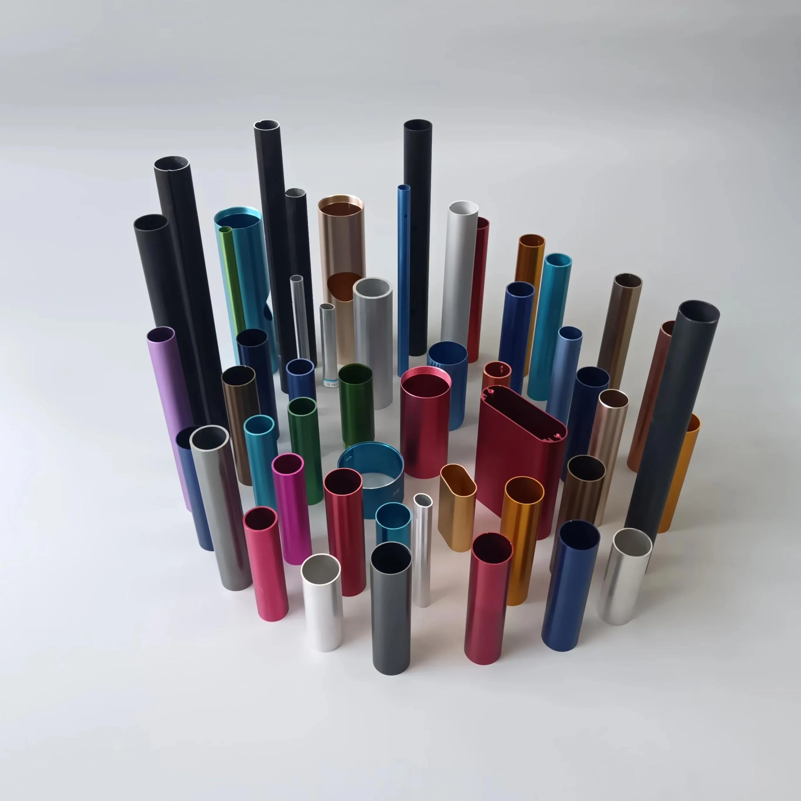 Multi-color anodized aluminum round tubes, extruded alloy hollow pipes for decorative and industrial uses