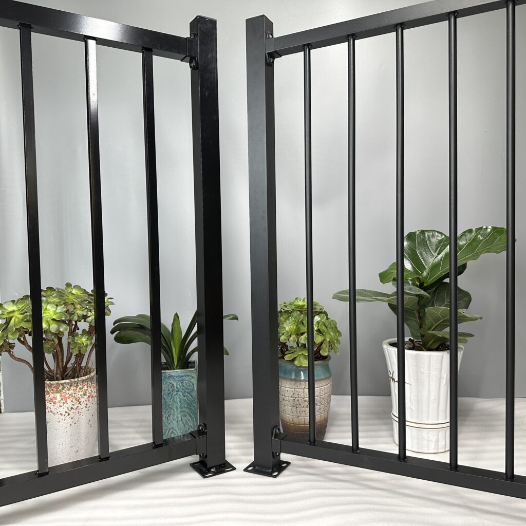 Black Aluminum Railing Panels with Posts for Balcony and Deck Safety