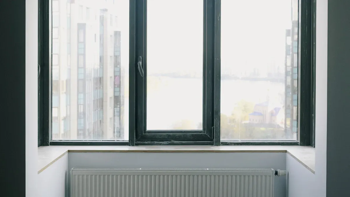 Black Aluminum Alloy Casement Window for Residential Building with Thermal Break